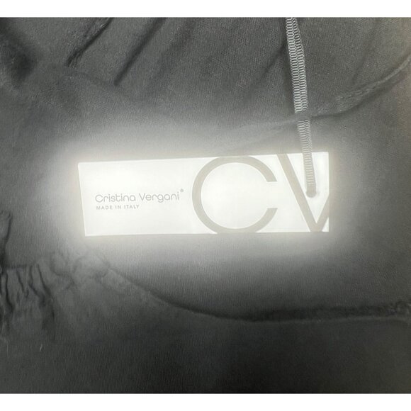 Cristina Vergani Jumpsuit Black Halter Neck Linen Blend Wide-Leg Made In Italy M - Picture 7 of 11